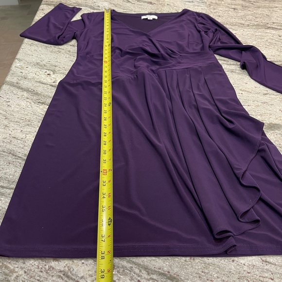 Eliza J Royal Collection Long Sleeve V Neck Mini Dress Stretch Purple - Picture 12 of 13